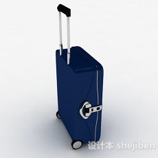 蓝色拉杆行李箱3d模型下载