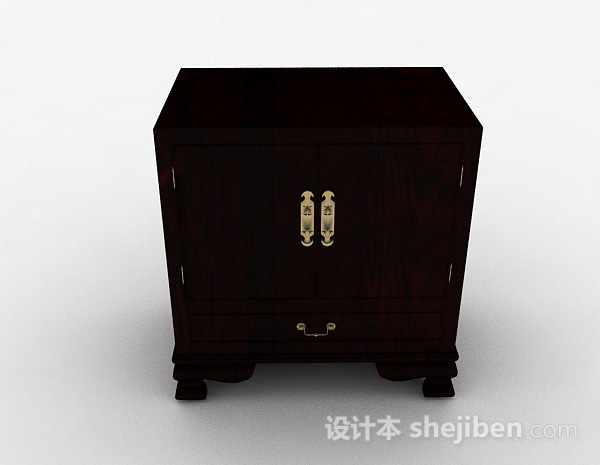 中式风格中式棕色衣柜3d模型下载