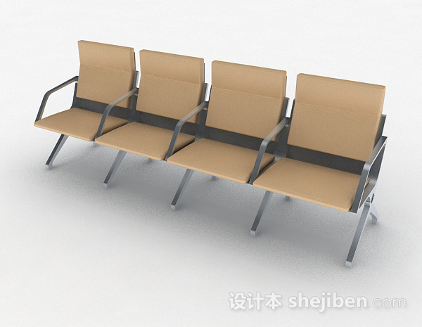 免费公共黄色休闲椅3d模型下载