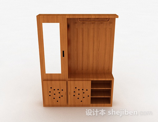 现代风格浅木色木质衣柜3d模型下载