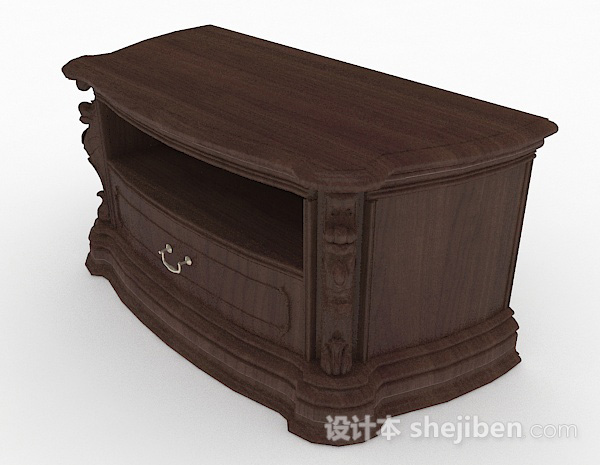 现代风格棕色实木床头柜3d模型下载