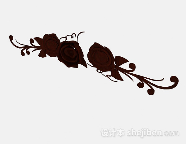 现代风格红色玫瑰花装饰3d模型下载