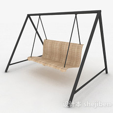 现代风浅木色室外吊椅3d模型下载