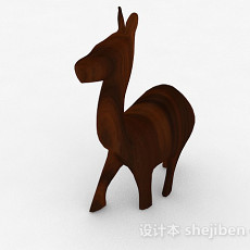 棕色动物雕刻摆件品3d模型下载
