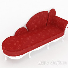 欧式红色多人沙发3d模型下载