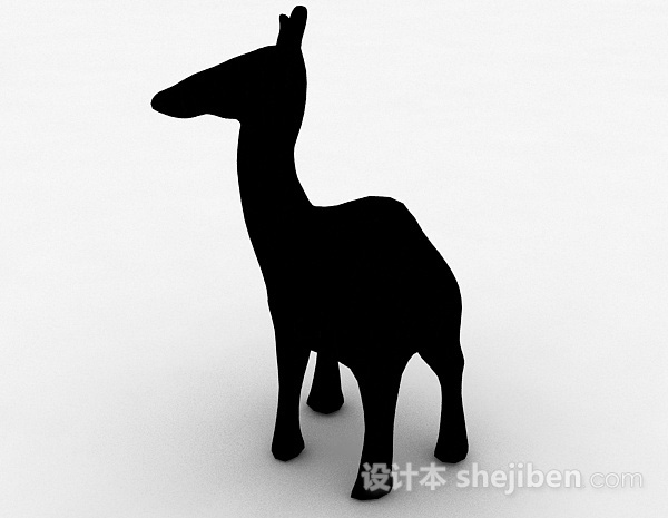 现代风格黑色羊驼雕刻品摆件3d模型下载