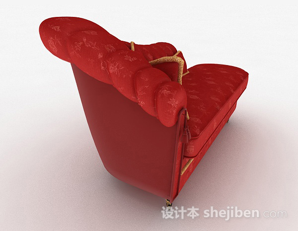 设计本红色多人沙发3d模型下载