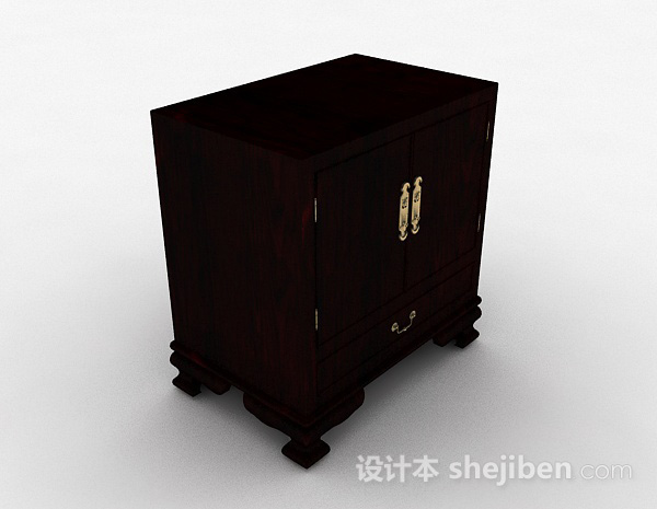中式棕色衣柜3d模型下载