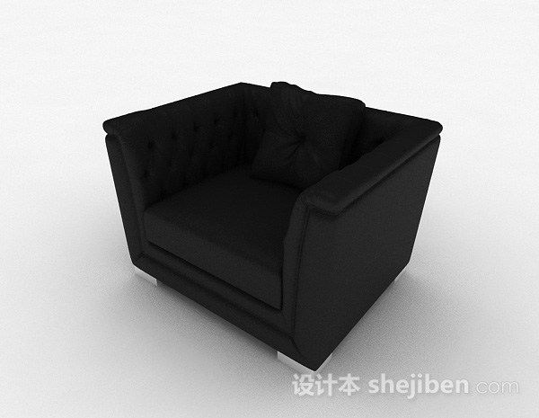 现代风格黑色单人皮质沙发