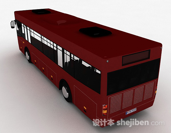设计本红色巴士车3d模型下载