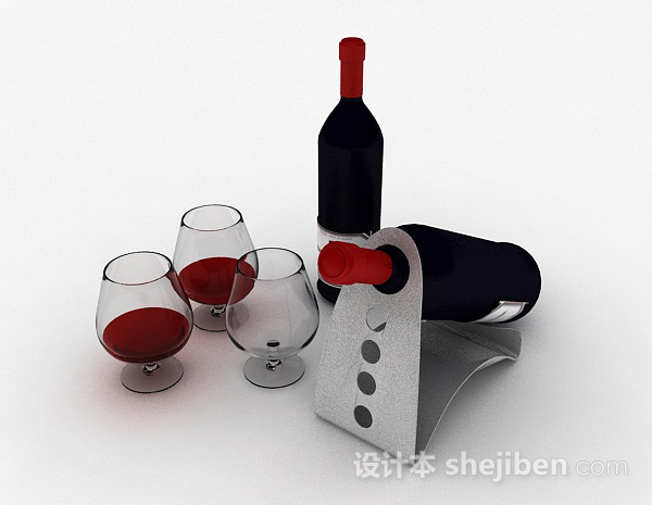 免费黑色瓶子包装红酒3d模型下载
