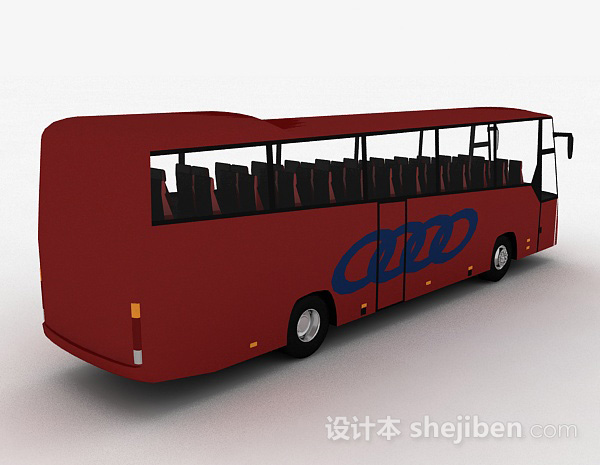 现代风格红色高级巴士车3d模型下载