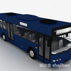 深蓝色巴士车3d模型下载