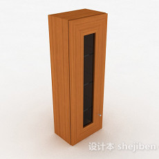 木质单门三层展示柜3d模型下载
