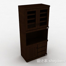 棕色双门展示柜3d模型下载