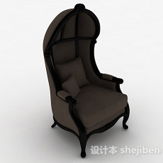 灰色木质单人沙发3d模型下载