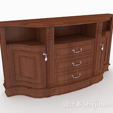 棕色木质家居厅柜3d模型下载