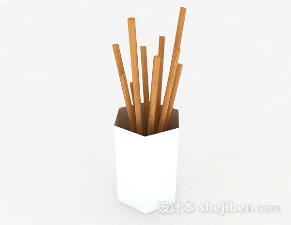 现代风格纯白色筷子篓3d模型下载