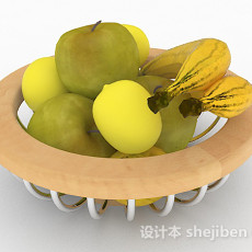 木质水果果篮3d模型下载