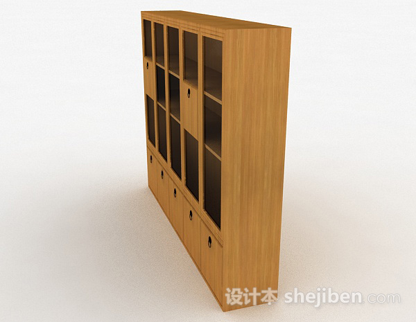 免费木质多门多层展示柜3d模型下载