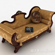 欧式黄色单人沙发3d模型下载