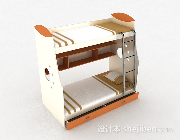 现代风格双层单人床3d模型下载