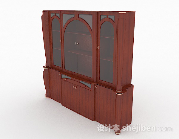 现代风格木质家居书柜3d模型下载