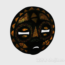 黑色雕刻人脸面具3d模型下载