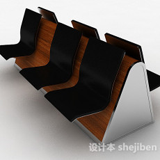 黑色简约公共椅子3d模型下载