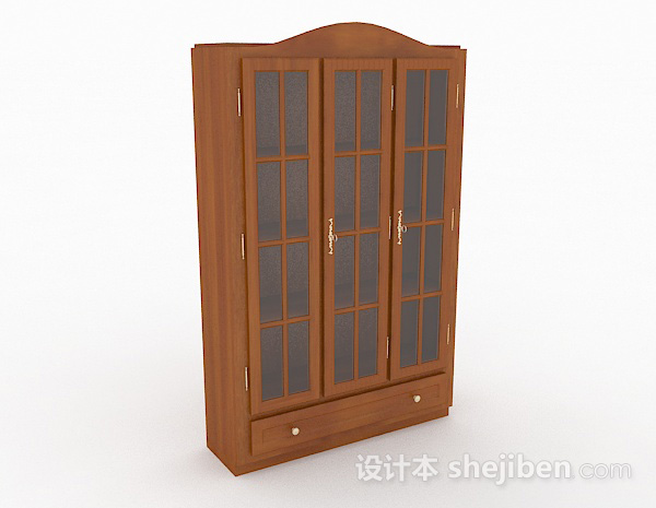 家居木质棕色书柜3d模型下载