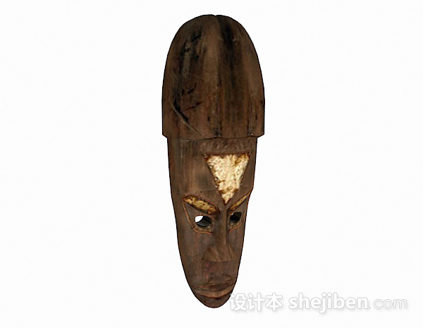 木质人脸雕刻品3d模型下载