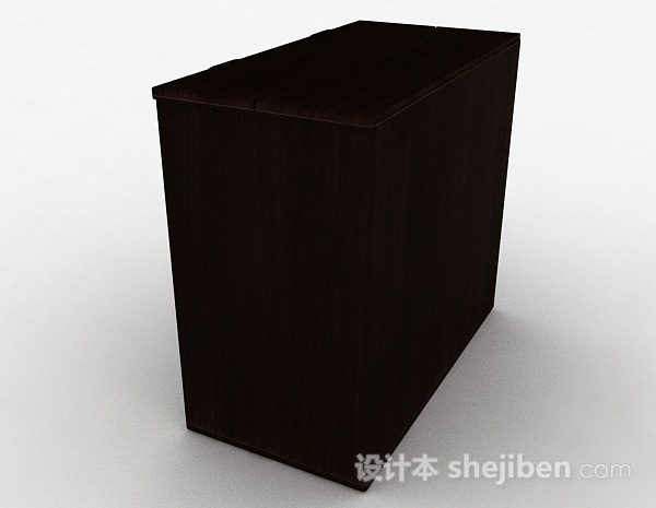 设计本中式风格黑色木质床头柜3d模型下载