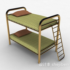 现代风草绿色双层单人床3d模型下载