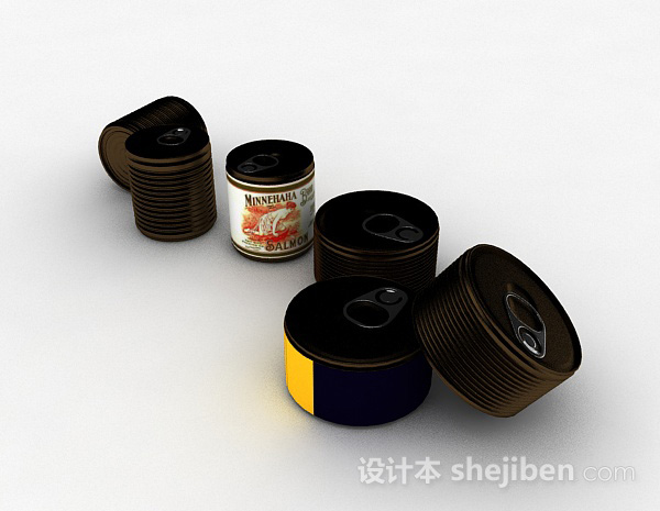 其它黑色圆筒状易拉罐容器3d模型下载