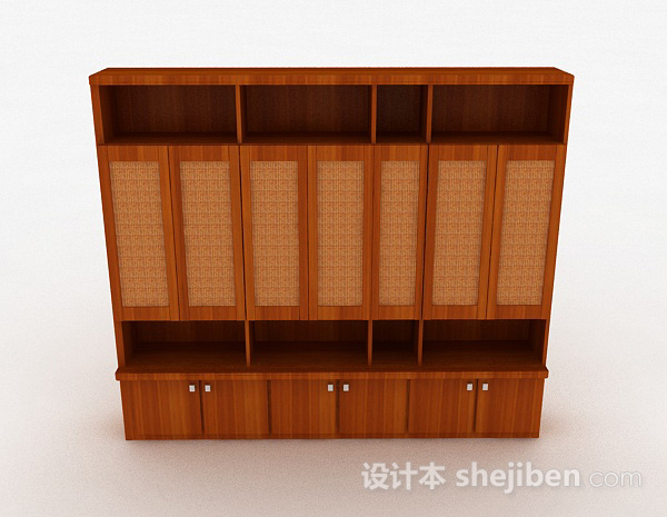 现代风格浅棕色多门多层衣柜3d模型下载