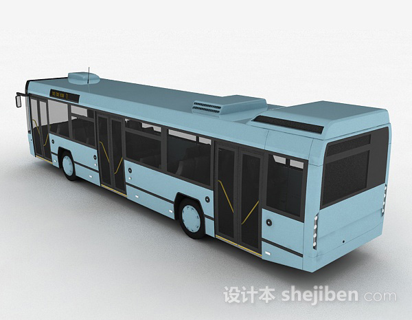 免费粉蓝色巴士车3d模型下载
