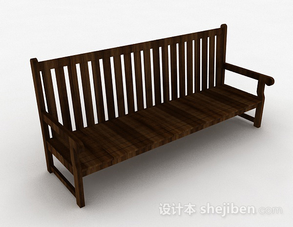 棕色木质休闲椅3d模型下载