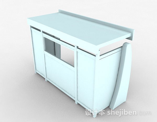 浅蓝色木质售卖亭3d模型下载