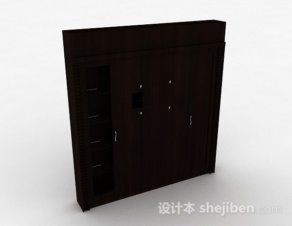 现代风格木质推拉门衣柜3d模型下载