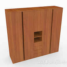 棕色木质衣柜3d模型下载