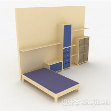 现代风卧室组合柜3d模型下载