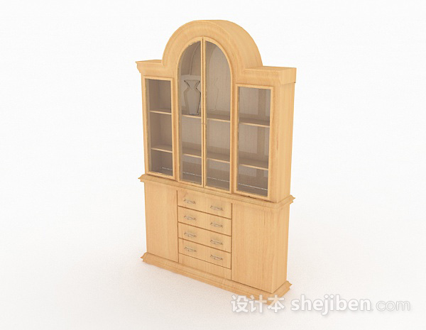 现代风格家居木质书柜3d模型下载