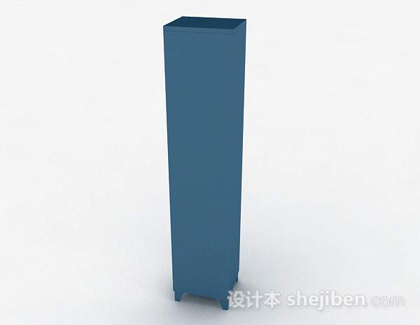 设计本蓝色单门上下层储物柜3d模型下载