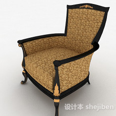 黄色花纹单人沙发3d模型下载