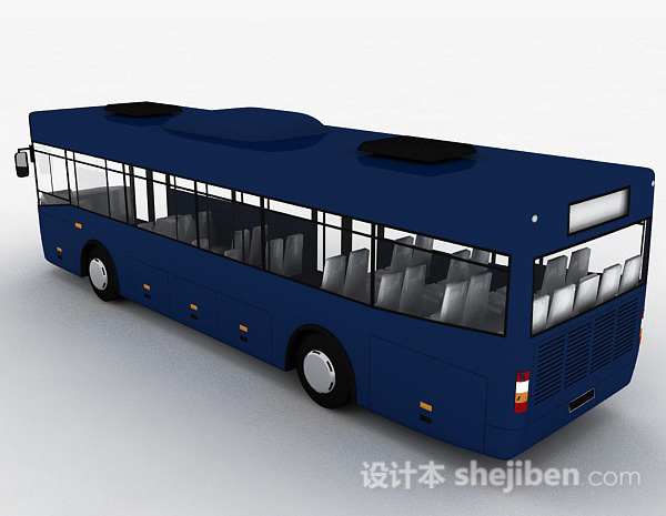设计本深蓝色巴士车3d模型下载