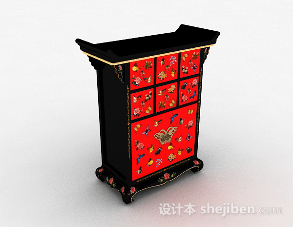 中式风格衣柜3d模型下载
