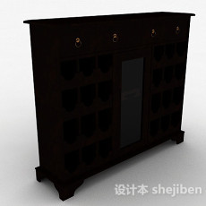 中式风格木质多门展示柜3d模型下载