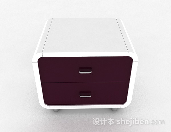 现代风格紫色时尚床头柜3d模型下载
