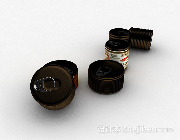 设计本黑色圆筒状易拉罐容器3d模型下载