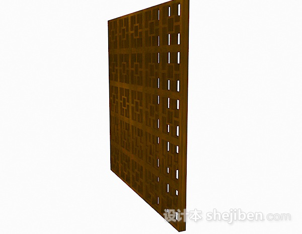 免费中式风格浅棕色方形窗户3d模型下载
